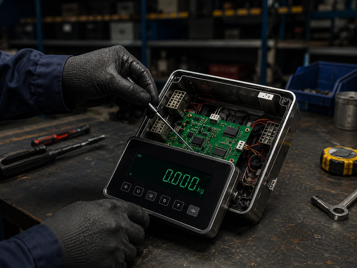 Reparación electrónica de un indicador de peso